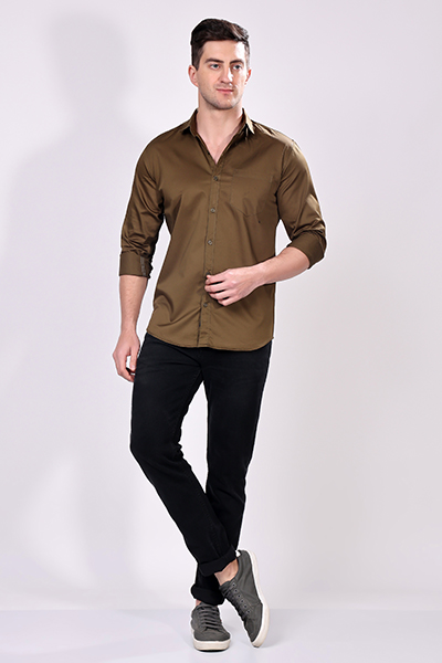 MENS PLAIN BROWN SHIRT